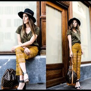 Zara Mustard Crochet Lace Pants Sz XS